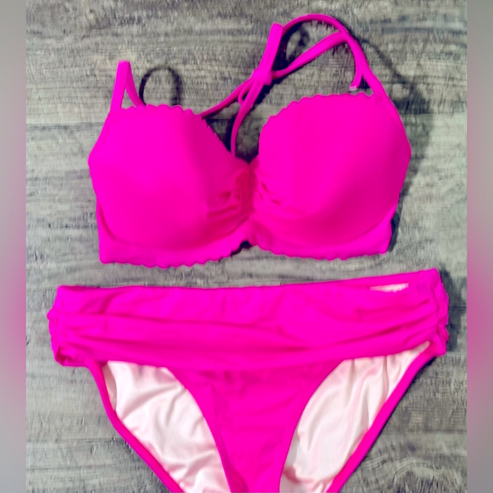 Victoria’s Secret Bikini Swim Top halter tie 34 DD and Swim bottoms Medium